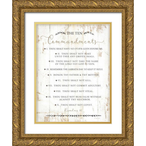 The Ten Commandments Gold Ornate Wood Framed Art Print with Double Matting by Pugh, Jennifer