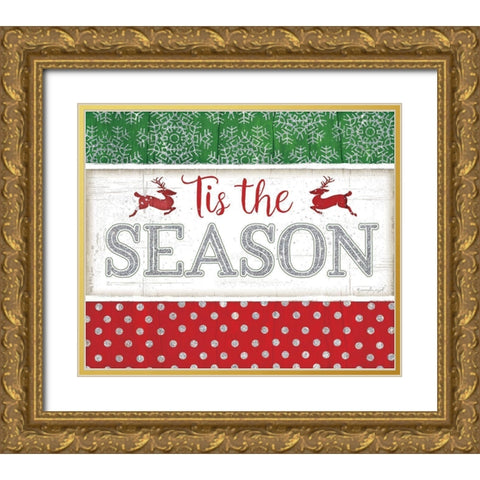 Tis the Season Gold Ornate Wood Framed Art Print with Double Matting by Pugh, Jennifer