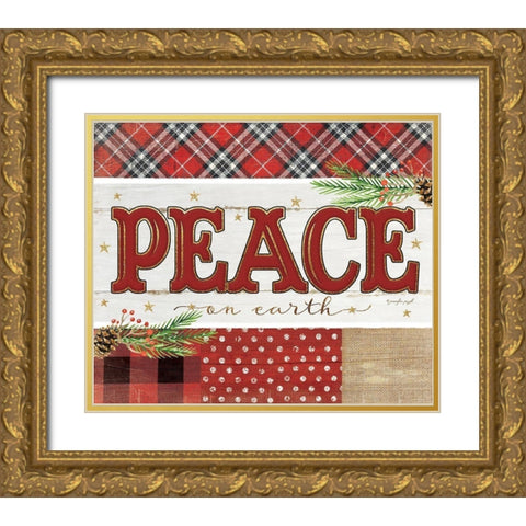 Peace Plaid Gold Ornate Wood Framed Art Print with Double Matting by Pugh, Jennifer