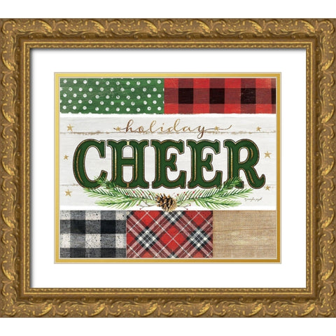 Cheer Plaid Gold Ornate Wood Framed Art Print with Double Matting by Pugh, Jennifer