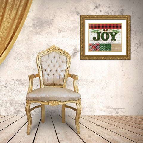 Joy Plaid Gold Ornate Wood Framed Art Print with Double Matting by Pugh, Jennifer