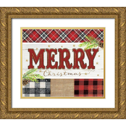 Merry Plaid Gold Ornate Wood Framed Art Print with Double Matting by Pugh, Jennifer