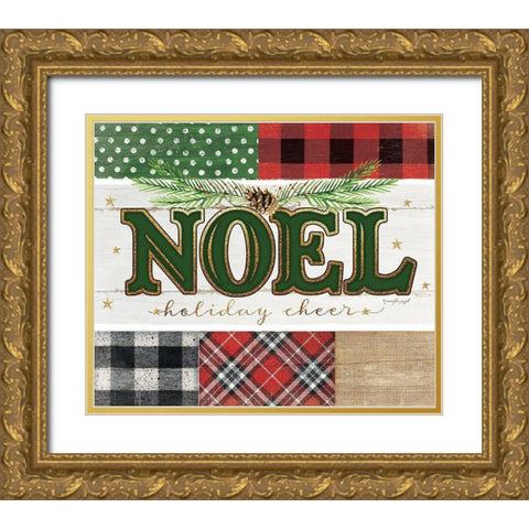 Noel Plaid Gold Ornate Wood Framed Art Print with Double Matting by Pugh, Jennifer