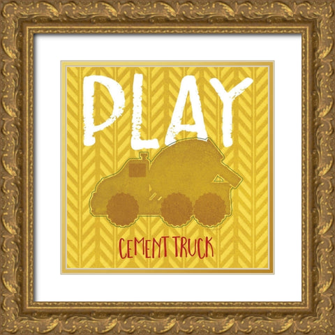 Cement Truck Cement Gold Ornate Wood Framed Art Print with Double Matting by Pugh, Jennifer