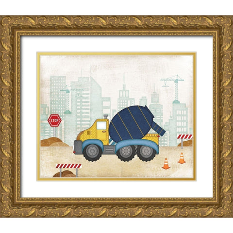 Cement Truck Gold Ornate Wood Framed Art Print with Double Matting by Pugh, Jennifer