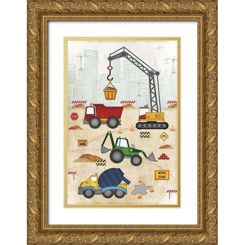 Construction Site Gold Ornate Wood Framed Art Print with Double Matting by Pugh, Jennifer