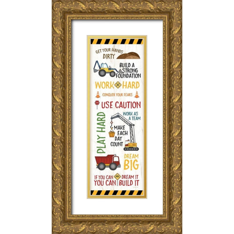 Construction Sign Gold Ornate Wood Framed Art Print with Double Matting by Pugh, Jennifer