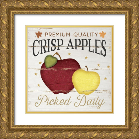 Crisp Apples Gold Ornate Wood Framed Art Print with Double Matting by Pugh, Jennifer