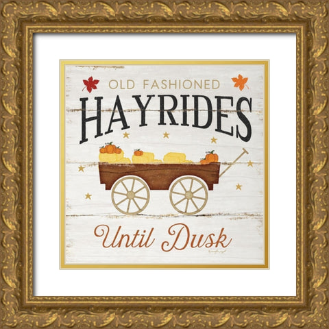 Hayrides Gold Ornate Wood Framed Art Print with Double Matting by Pugh, Jennifer