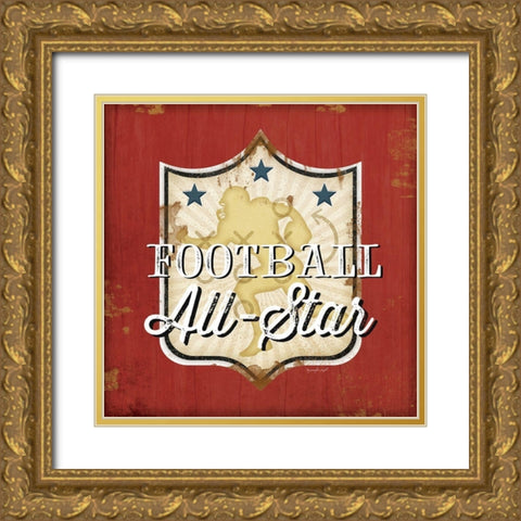 Football III Gold Ornate Wood Framed Art Print with Double Matting by Pugh, Jennifer