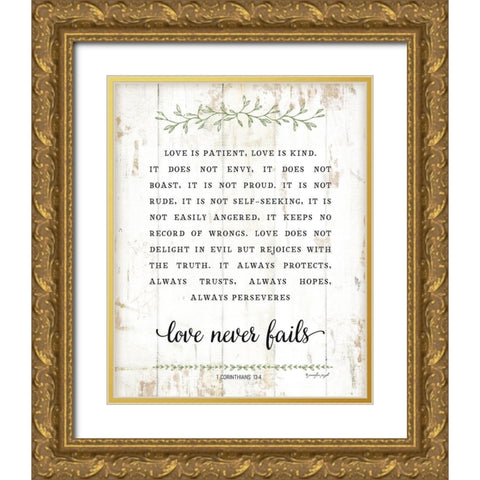 Love Is Patient Gold Ornate Wood Framed Art Print with Double Matting by Pugh, Jennifer