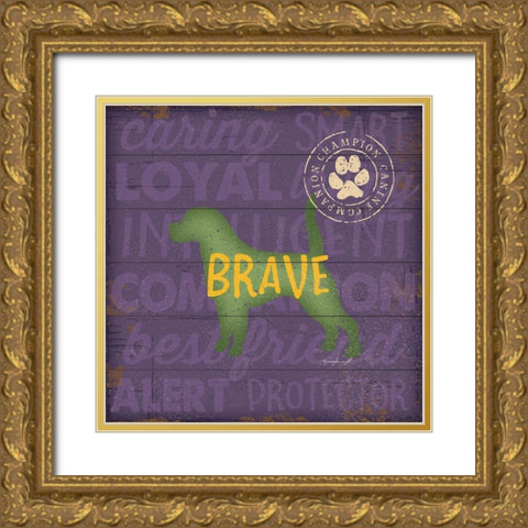 Brave Dog Gold Ornate Wood Framed Art Print with Double Matting by Pugh, Jennifer