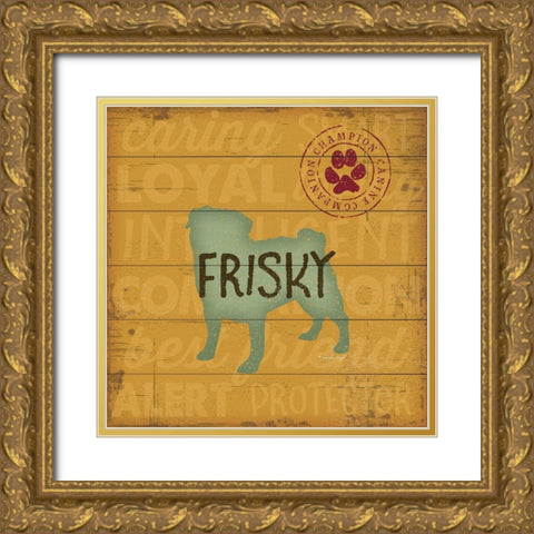 Frisky Dog Gold Ornate Wood Framed Art Print with Double Matting by Pugh, Jennifer