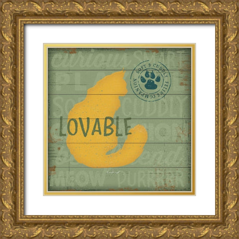 Loveable Cat Gold Ornate Wood Framed Art Print with Double Matting by Pugh, Jennifer