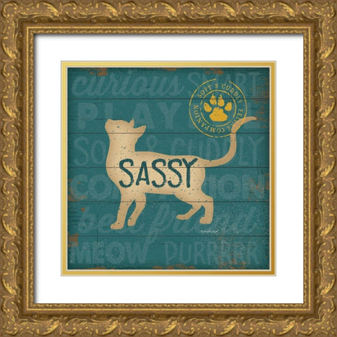 Sassy Cat Gold Ornate Wood Framed Art Print with Double Matting by Pugh, Jennifer