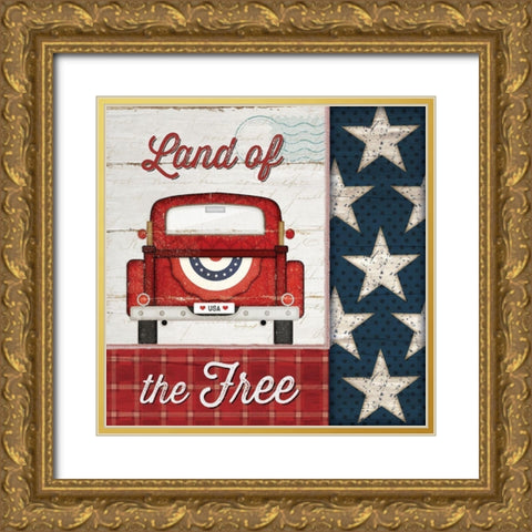 Land of the Free Gold Ornate Wood Framed Art Print with Double Matting by Pugh, Jennifer