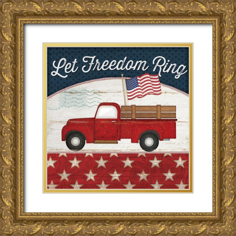 Let Freedom Ring Gold Ornate Wood Framed Art Print with Double Matting by Pugh, Jennifer