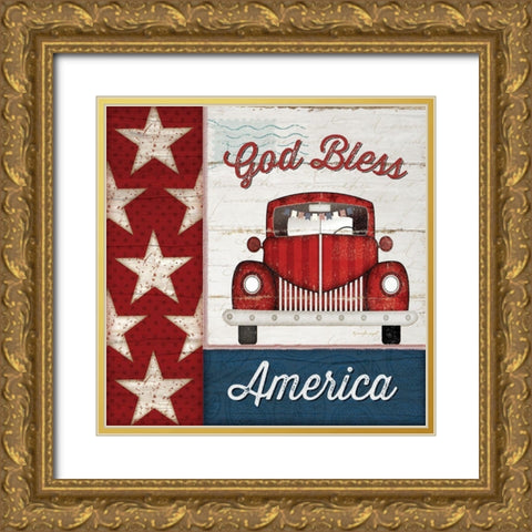 God Bless America Gold Ornate Wood Framed Art Print with Double Matting by Pugh, Jennifer