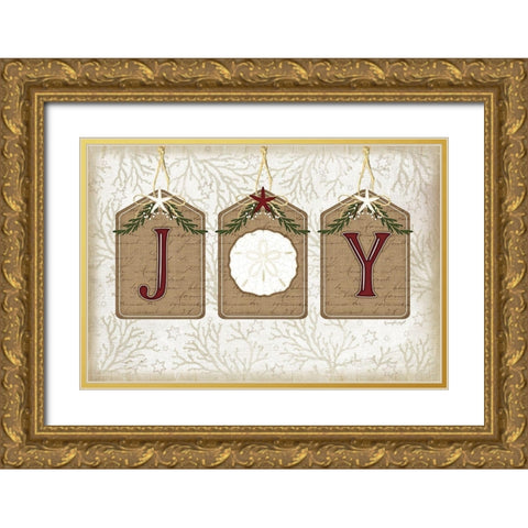 Coastal Christmas Joy Gold Ornate Wood Framed Art Print with Double Matting by Pugh, Jennifer