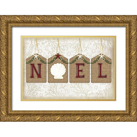 Coastal Christmas Noel Gold Ornate Wood Framed Art Print with Double Matting by Pugh, Jennifer