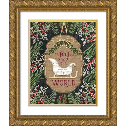 Joy to the World Gold Ornate Wood Framed Art Print with Double Matting by Pugh, Jennifer