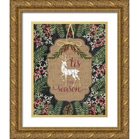 Tis the Season Gold Ornate Wood Framed Art Print with Double Matting by Pugh, Jennifer