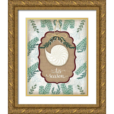 Coastal Christmas IV Gold Ornate Wood Framed Art Print with Double Matting by Pugh, Jennifer