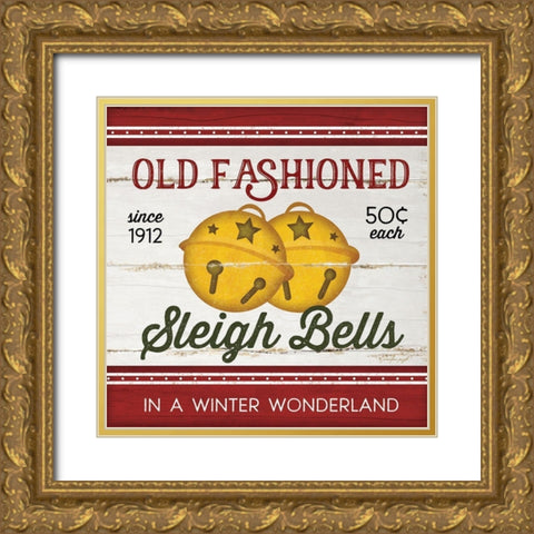 Sleigh Bells Gold Ornate Wood Framed Art Print with Double Matting by Pugh, Jennifer