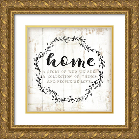 Home - A Story of Where We Are  Gold Ornate Wood Framed Art Print with Double Matting by Pugh, Jennifer