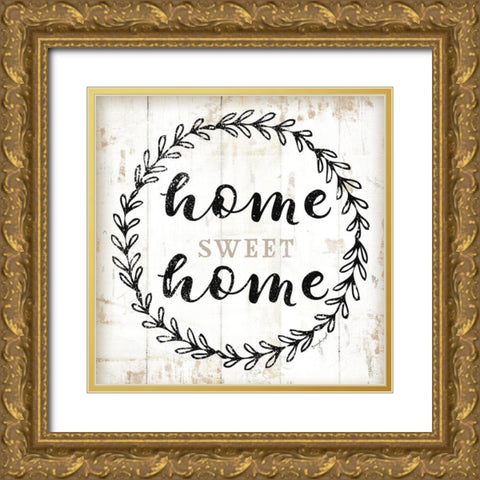 Home Sweet Home Gold Ornate Wood Framed Art Print with Double Matting by Pugh, Jennifer