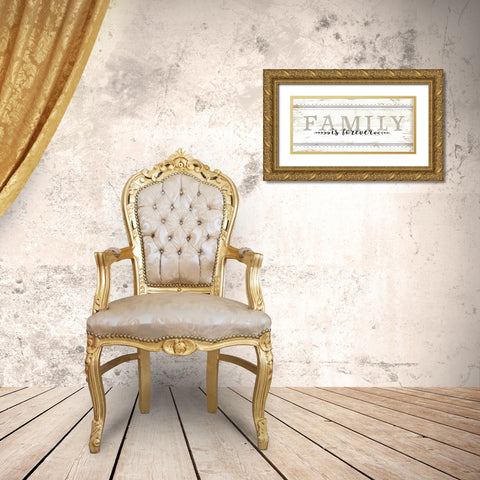 Family is Forever Gold Ornate Wood Framed Art Print with Double Matting by Pugh, Jennifer