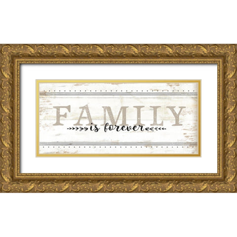 Family is Forever Gold Ornate Wood Framed Art Print with Double Matting by Pugh, Jennifer