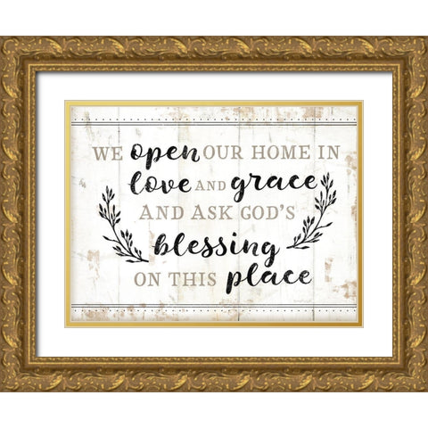 We Open Our Homes Gold Ornate Wood Framed Art Print with Double Matting by Pugh, Jennifer