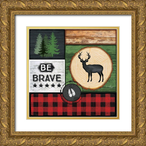 Be Brave Gold Ornate Wood Framed Art Print with Double Matting by Pugh, Jennifer