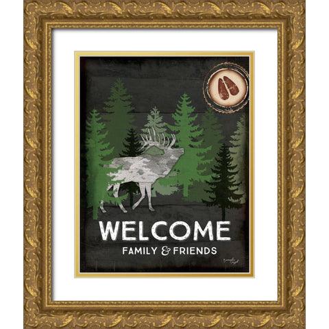 Welcome Family and Friends Gold Ornate Wood Framed Art Print with Double Matting by Pugh, Jennifer