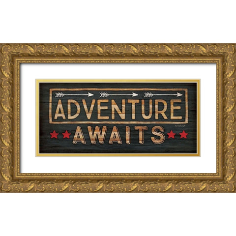 Adventure Awaits Gold Ornate Wood Framed Art Print with Double Matting by Pugh, Jennifer