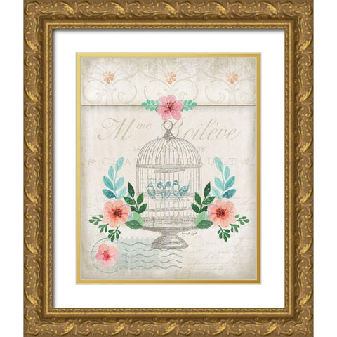 French Spring Birdcage Gold Ornate Wood Framed Art Print with Double Matting by Pugh, Jennifer