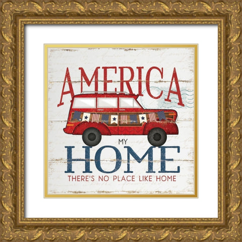 America Home Gold Ornate Wood Framed Art Print with Double Matting by Pugh, Jennifer