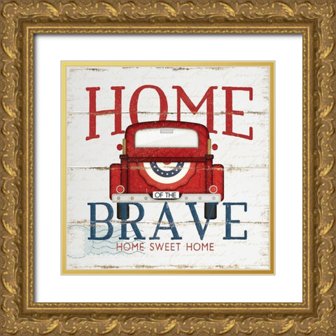 Home of the Brave Gold Ornate Wood Framed Art Print with Double Matting by Pugh, Jennifer