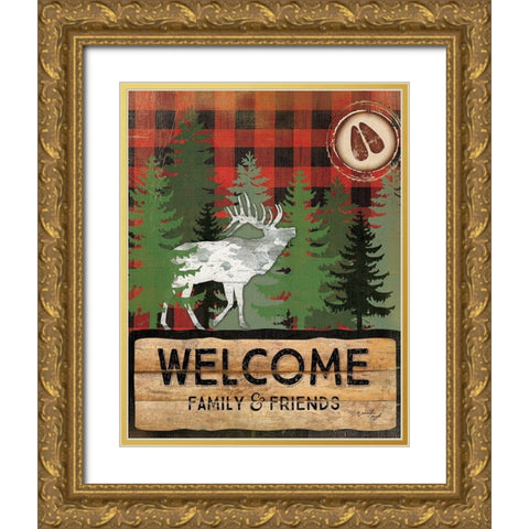 Cabin Welcome Plaid I Gold Ornate Wood Framed Art Print with Double Matting by Pugh, Jennifer