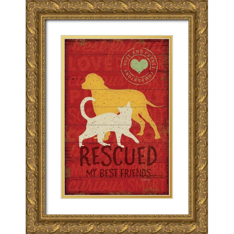 Rescued my Best Friend Gold Ornate Wood Framed Art Print with Double Matting by Pugh, Jennifer