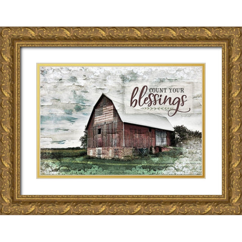 Count Your Blessings Gold Ornate Wood Framed Art Print with Double Matting by Pugh, Jennifer