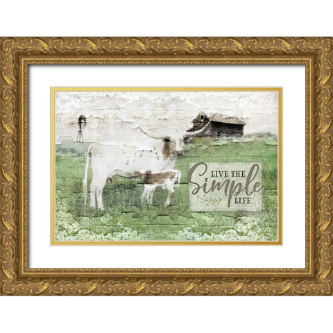 Live the Simple Life Gold Ornate Wood Framed Art Print with Double Matting by Pugh, Jennifer