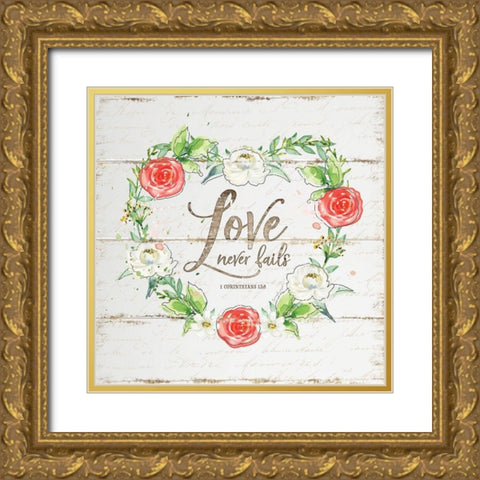 Love Wreath Gold Ornate Wood Framed Art Print with Double Matting by Pugh, Jennifer