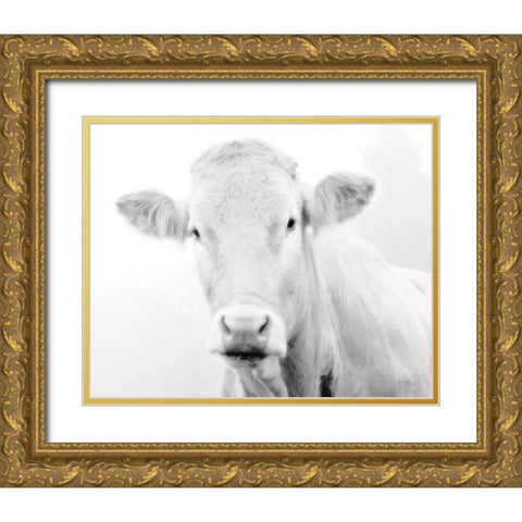Cow III Gold Ornate Wood Framed Art Print with Double Matting by Pugh, Jennifer