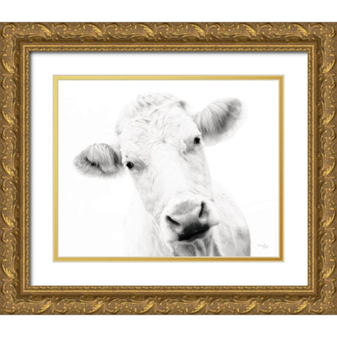 Cow IV Gold Ornate Wood Framed Art Print with Double Matting by Pugh, Jennifer