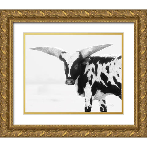 Longhorn III Gold Ornate Wood Framed Art Print with Double Matting by Pugh, Jennifer