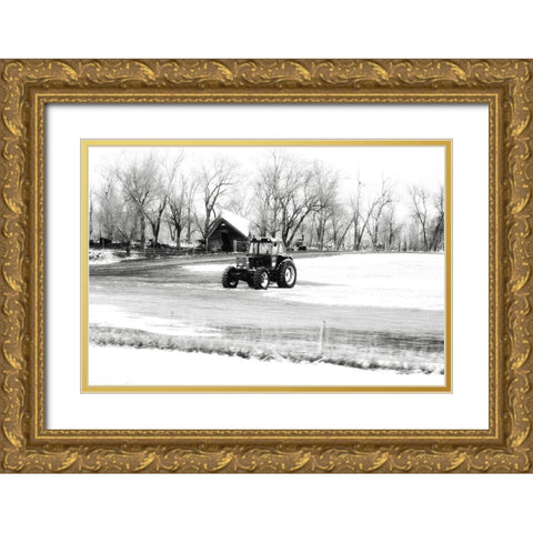 Tractor Gold Ornate Wood Framed Art Print with Double Matting by Pugh, Jennifer