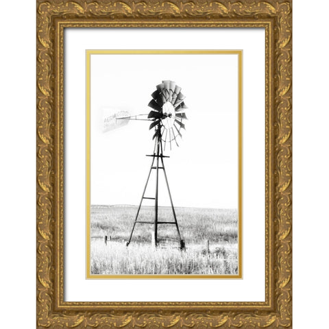 Windmill Gold Ornate Wood Framed Art Print with Double Matting by Pugh, Jennifer