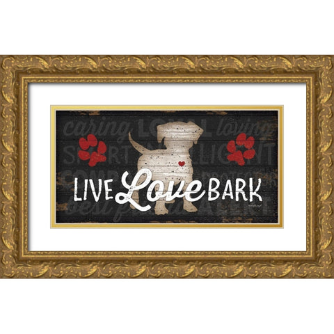 Live Love Bark Gold Ornate Wood Framed Art Print with Double Matting by Pugh, Jennifer